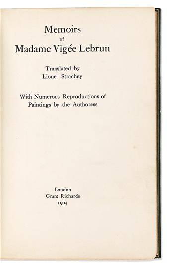 Vigée Le Brun, Élisabeth (1755-1842) Memoirs of Madame Vigée Lebrun, in a Deluxe Cosway-style Binding Inset with Eighteen Portrait Mini